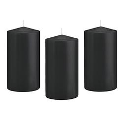 Foto van 8x kaarsen zwart 8 x 15 cm 69 branduren sfeerkaarsen - stompkaarsen