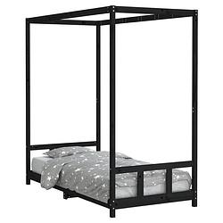 Foto van Vidaxl kinderbedframe 90x190 cm massief grenenhout zwart