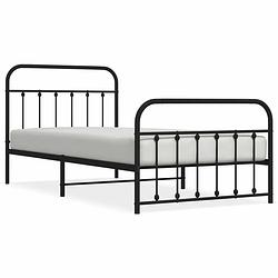 Foto van Vidaxl bedframe met hoofd- en voeteneinde metaal zwart 107x203 cm