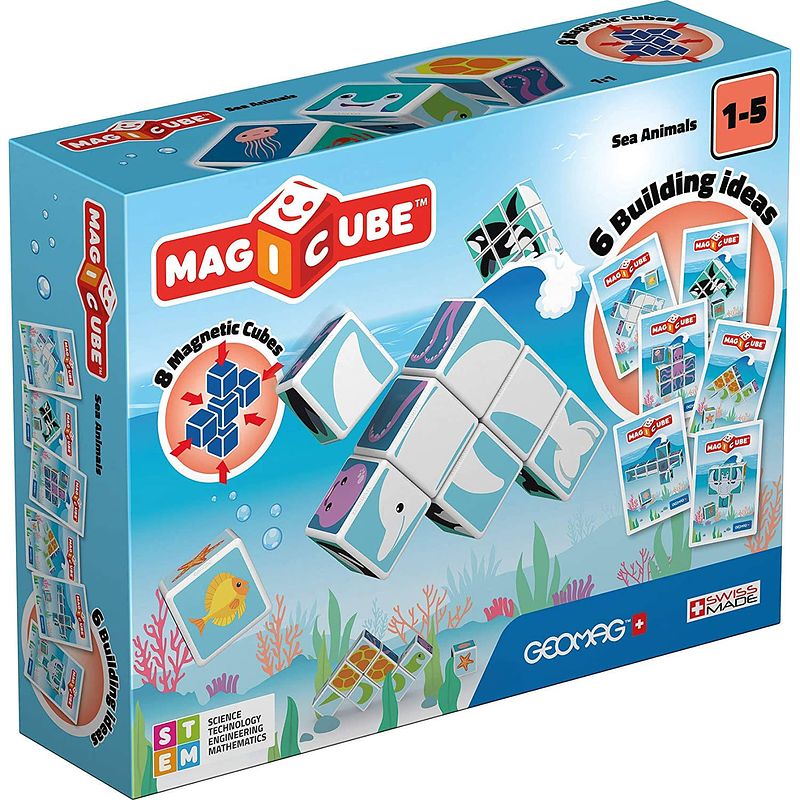 Foto van Geomag magicube jungle animals junior 14-delig