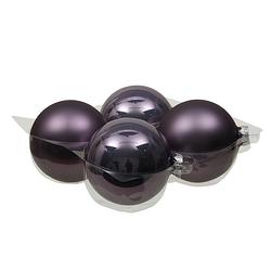 Foto van 4x stuks glazen kerstballen lila paars 10 cm mat/glans - kerstbal