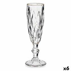 Foto van Champagneglas diamant gouden transparant glas 170 ml (6 stuks)