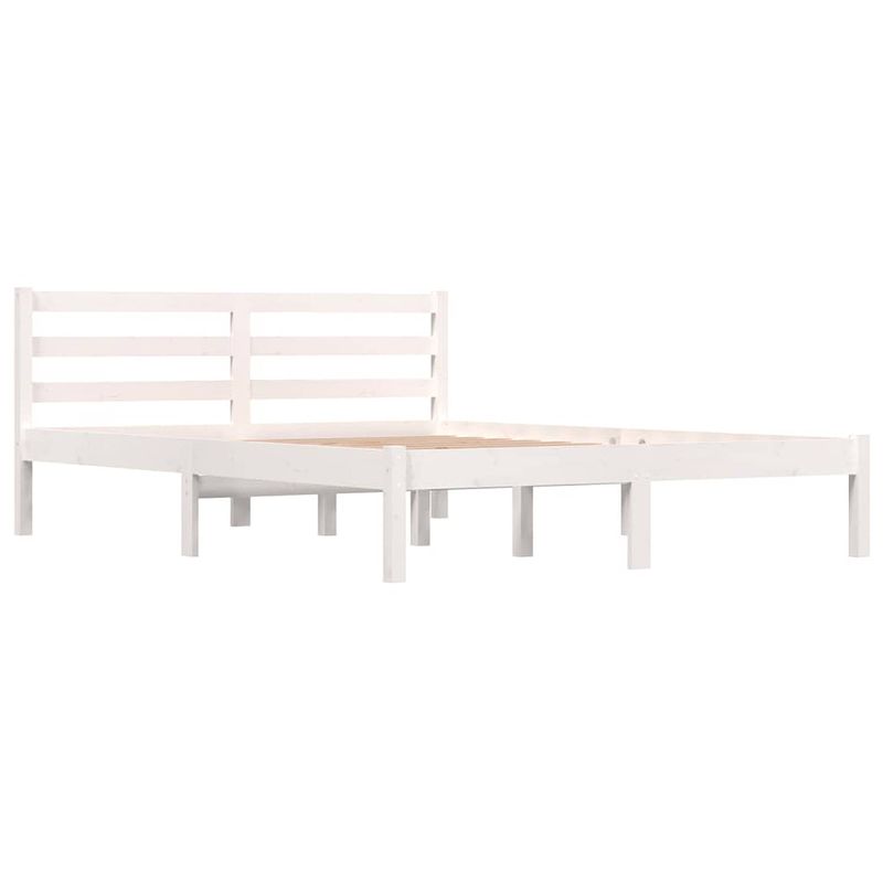 Foto van The living store bedframe - grenenhout - 195.5 x 125.5 x 69.5 cm - wit - 120 x 190 cm