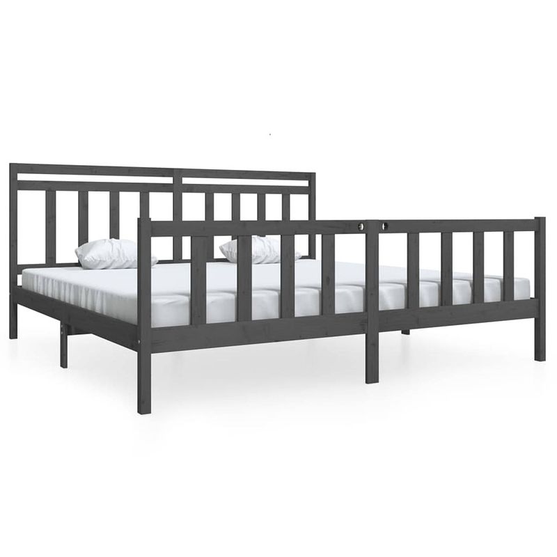 Foto van Vidaxl bedframe massief hout grijs 200x200 cm