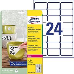 Foto van Avery-zweckform l4773rev-20 etiketten 63.5 x 33.9 mm polyester folie wit 480 stuk(s) weer verwijderbaar adresetiketten, weerbestendige etiketten laser, kopie