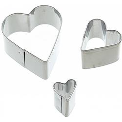 Foto van Kitchencraft uitsteekvormen hart 10-30-45 mm rvs zilver 3 stuks