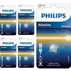 Foto van 5 stuks - philips lr44/76a 1.5v alkaline knoopcel batterij