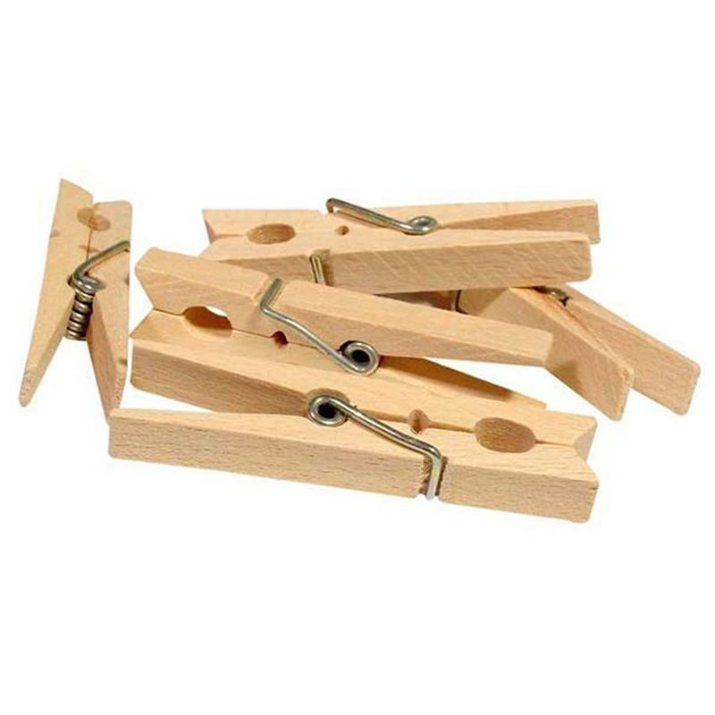 Foto van Wasknijpers bamboe hout - 24x stuks - basic size 7 cm - was ophangen - knijpers