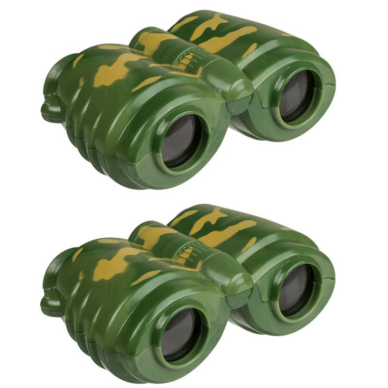 Foto van Multipak van 2x stuks kinder speelgoed verrekijkers leger camouflage 12 cm - verrekijkers