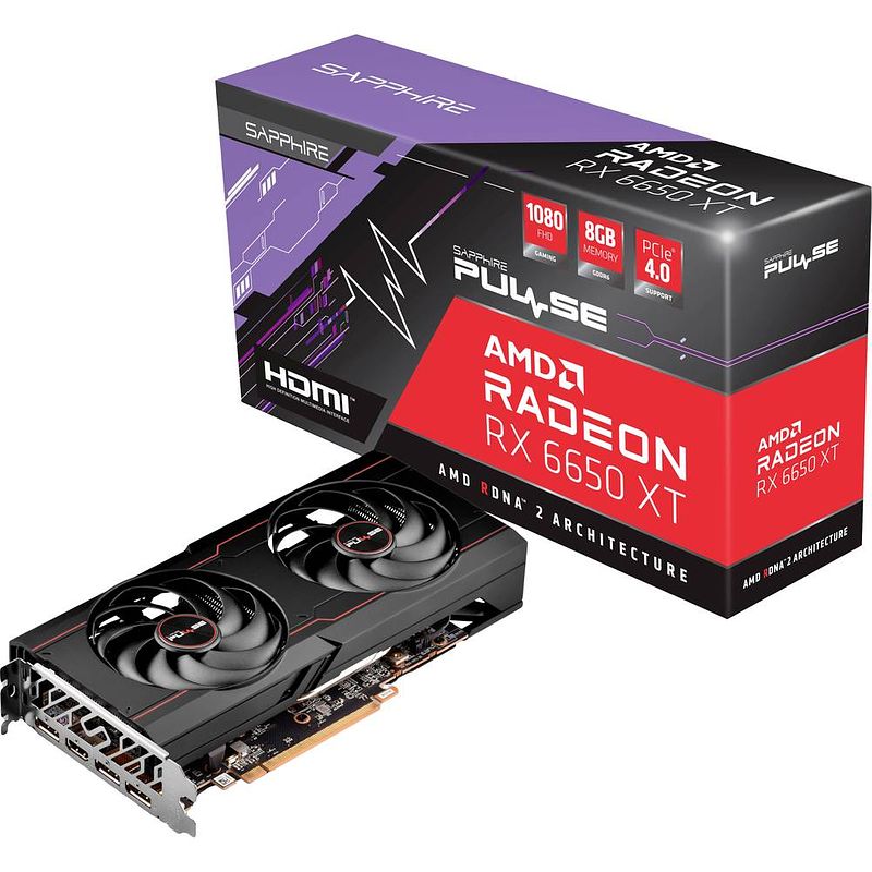 Foto van Sapphire videokaart amd radeon rx 6650 xt gaming pulse overclocked 8 gb gddr6-sdram pcie hdmi, displayport overclocked