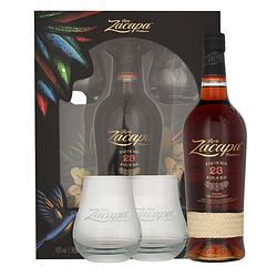 Foto van Zacapa 23 years + 2 glazen 70cl rum + giftbox