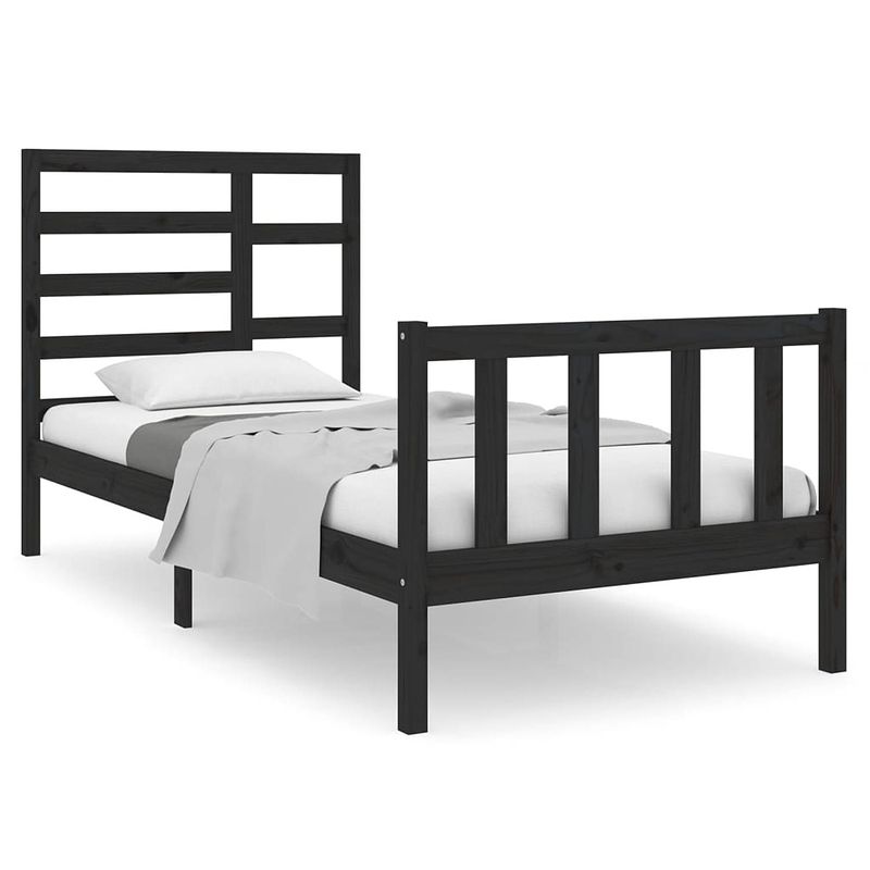 Foto van The living store houten bedframe - eenpersoonsbed 90x190cm - hoogwaardig massief grenenhout