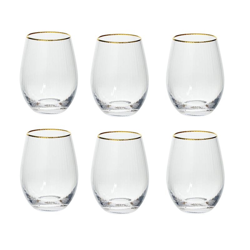 Foto van 4goodz petit salon set waterglazen 6 stuks inhoud 54cl met gouden rand