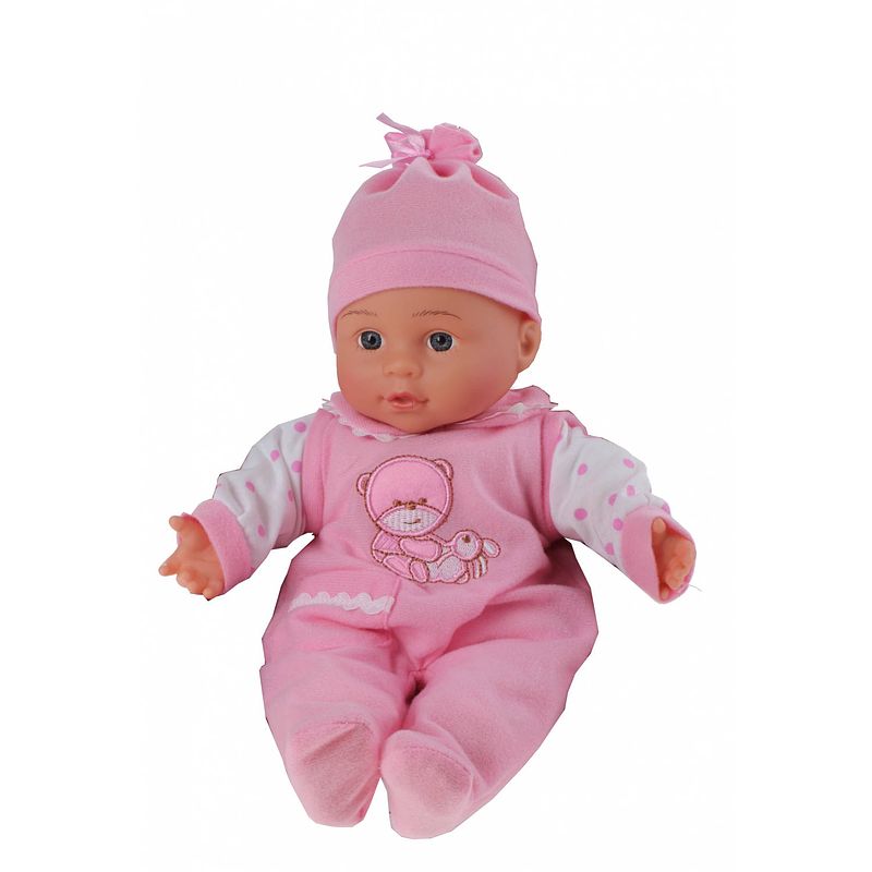 Foto van Johntoy babypop baby rose 30 cm stippen roze