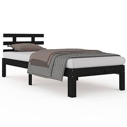 Foto van Vidaxl bedframe massief hout zwart 75x190 cm 2ft6 small single