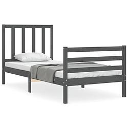 Foto van The living store bedframe - grenenhout - 205.5 x 105.5 x 100 cm - grijs