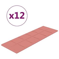 Foto van Vidaxl wandpanelen 12 st 3,24 m² 90x30 cm fluweel roze