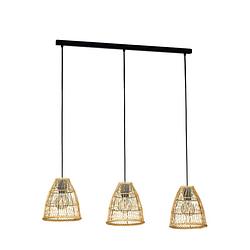 Foto van Eglo ayesgarth hanglamp - e27 - 91 cm - zwart/hout