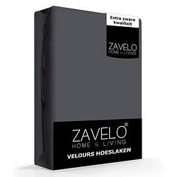 Foto van Zavelo hoeslaken velours antraciet - fluweel zacht - 30 cm hoekhoogte - rondom elastiek - velvet -2-persoons (140/150...
