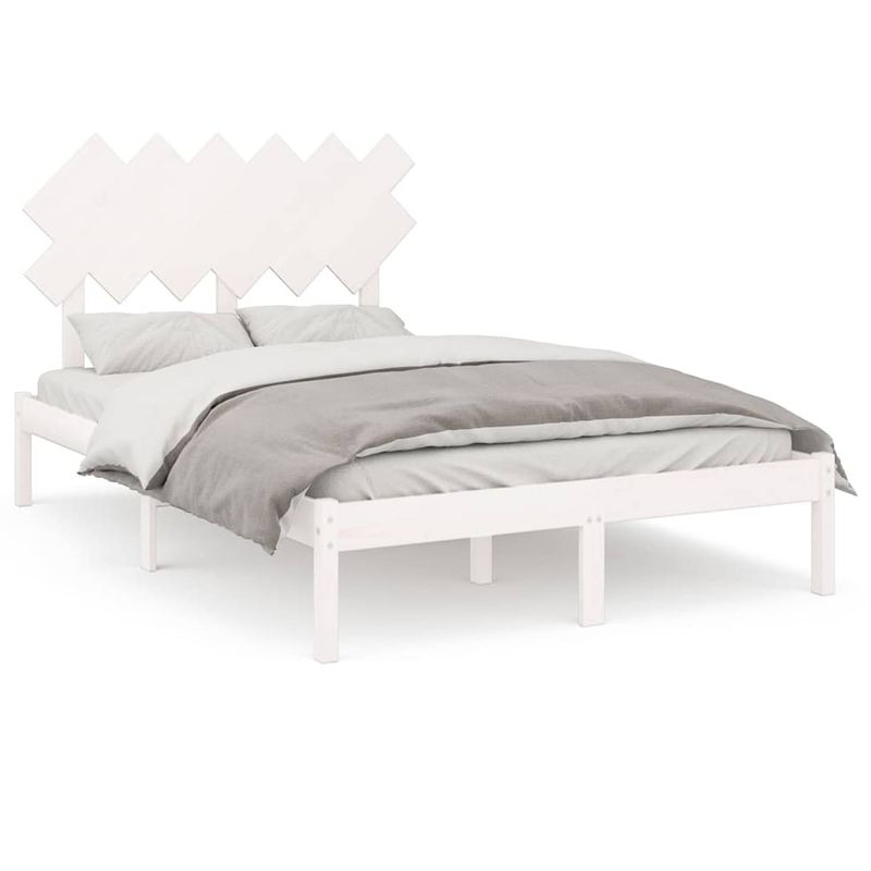 Foto van The living store bedframe grenenhout - 135x190 cm - wit