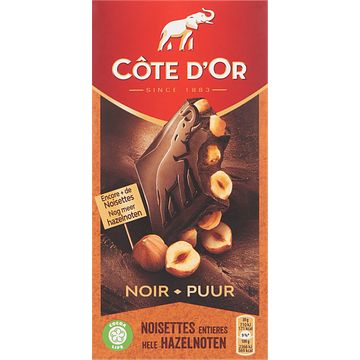 Foto van Cote d'sor bloc puur chocolade reep hele hazelnoten 180g bij jumbo