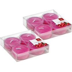Foto van 8x maxi geurtheelichtjes cranberry/roze 8 branduren - geurkaarsen