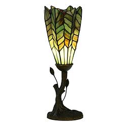 Foto van Lumilamp tiffany tafellamp ø 15x42 cm groen glas tiffany bureaulamp groen tiffany bureaulamp