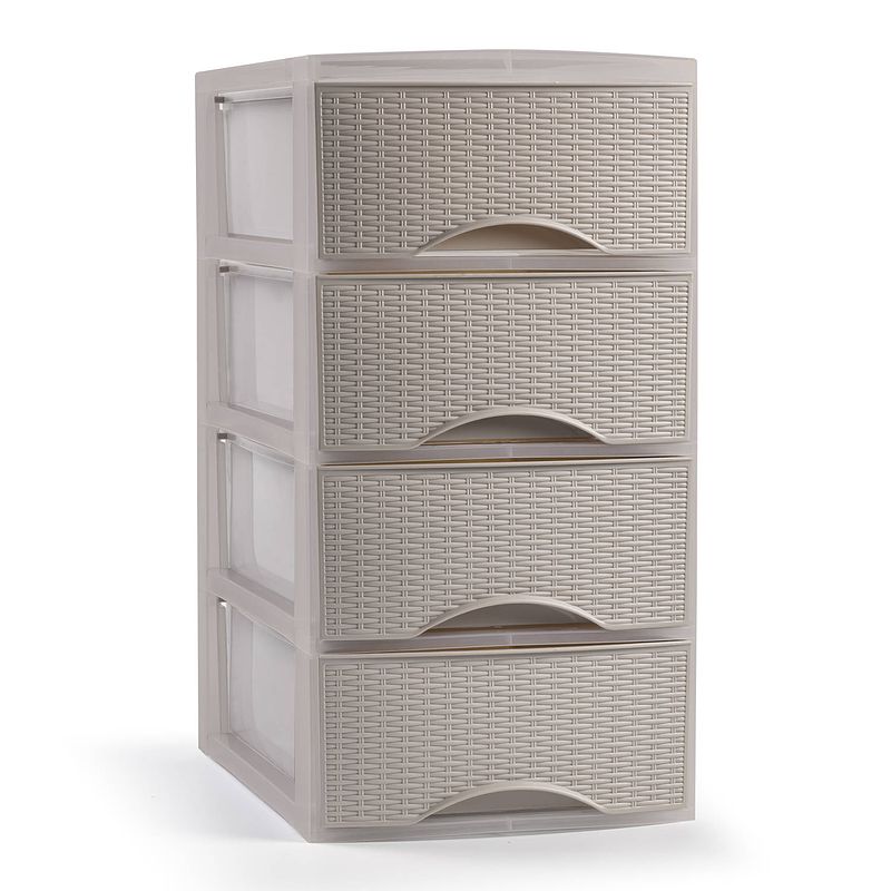 Foto van Plasticforte ladeblokje/bureau organizer 4x lades - beige - l18 x b25 x h33 cm - ladeblok