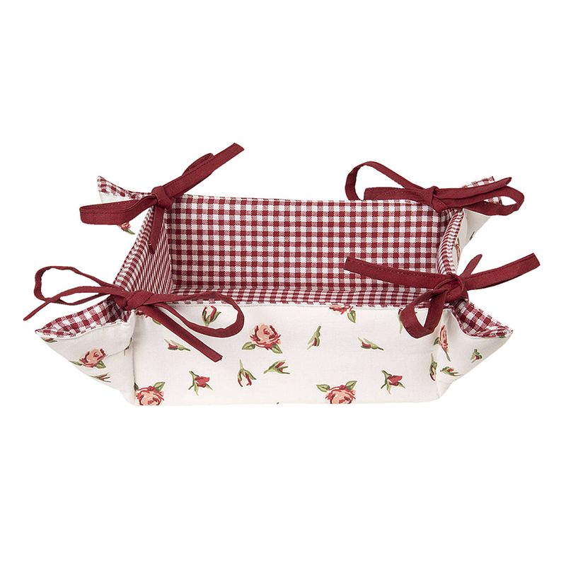 Foto van Clayre & eef broodmand 35*35*8 cm rood katoen broodmandje bread basket