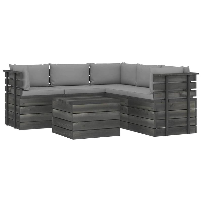 Foto van Vidaxl 6-delige loungeset met kussens pallet massief grenenhout