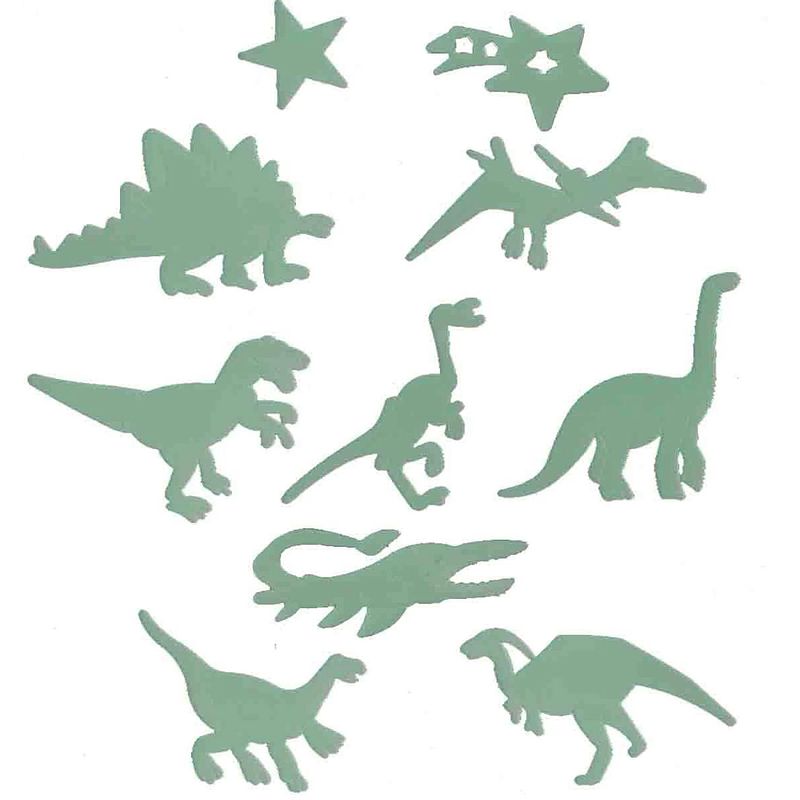 Foto van Lg-imports muurstickers dino glow-in-the-dark 9 cm groen 24-stuks