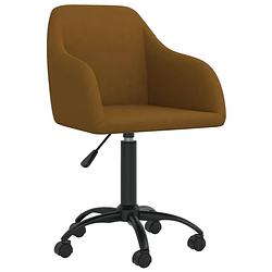 Foto van The living store draaibare eetstoelen - bruin fluweel - 53 x 51.5 x (81-93) cm - 5 zwenkwielen