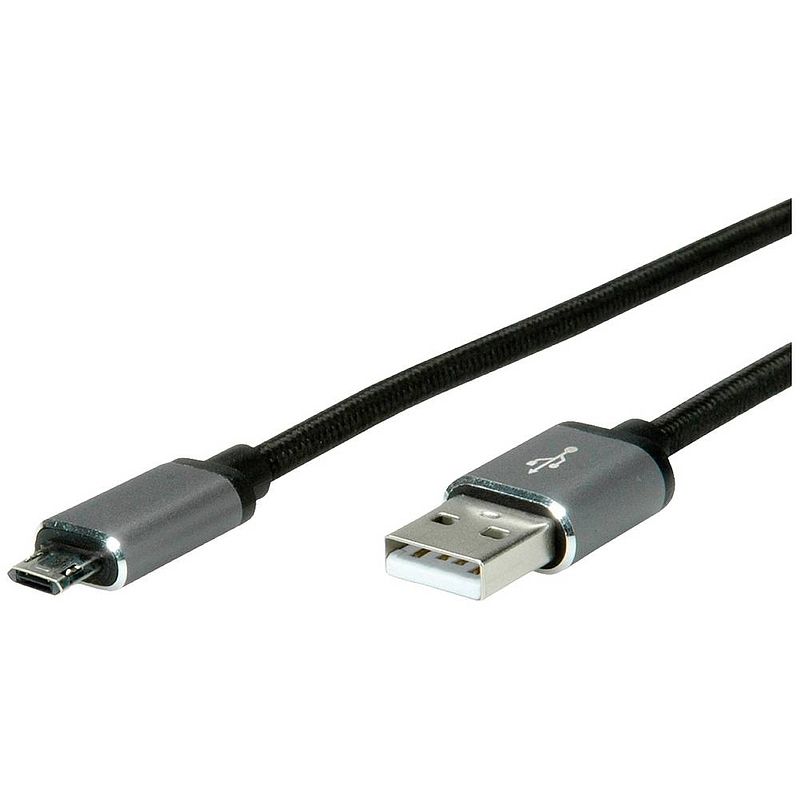 Foto van Roline usb-kabel usb 2.0 usb-a stekker, usb-micro-b stekker 1.80 m zwart afgeschermd 11.02.8771