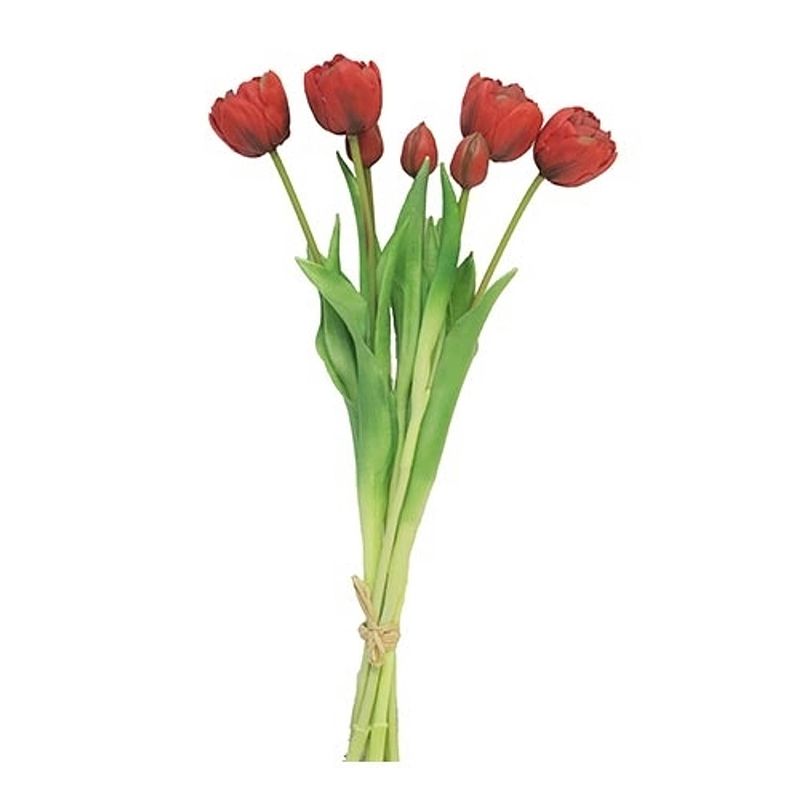 Foto van Nova nature - bosje tulpen sally double rood kunstbloem