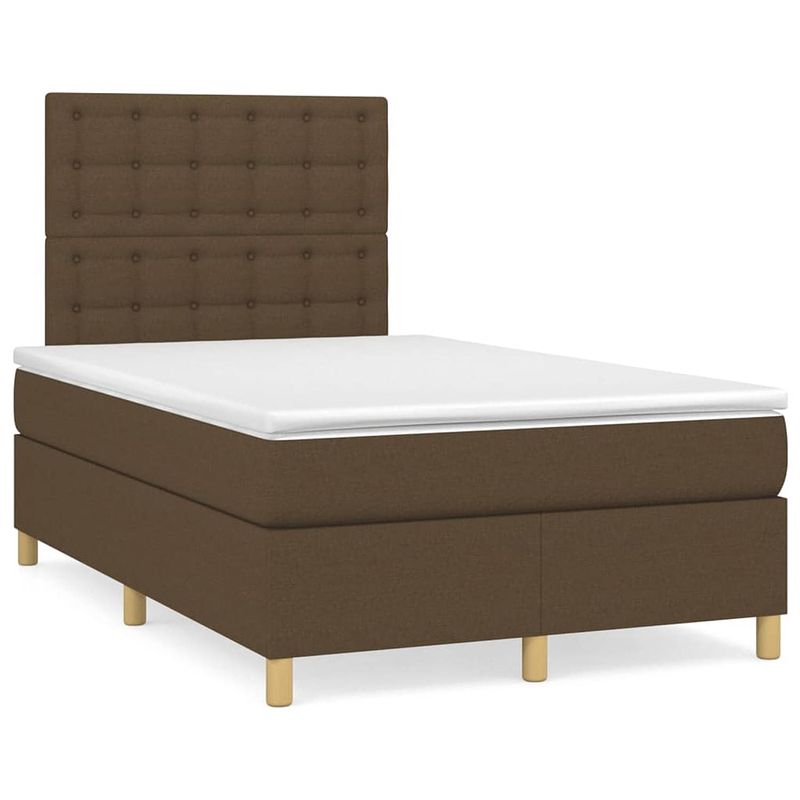 Foto van The living store boxspringbed dark brown 203x120x118/128 cm - pocketvering matras - medium firm - huidvriendelijk