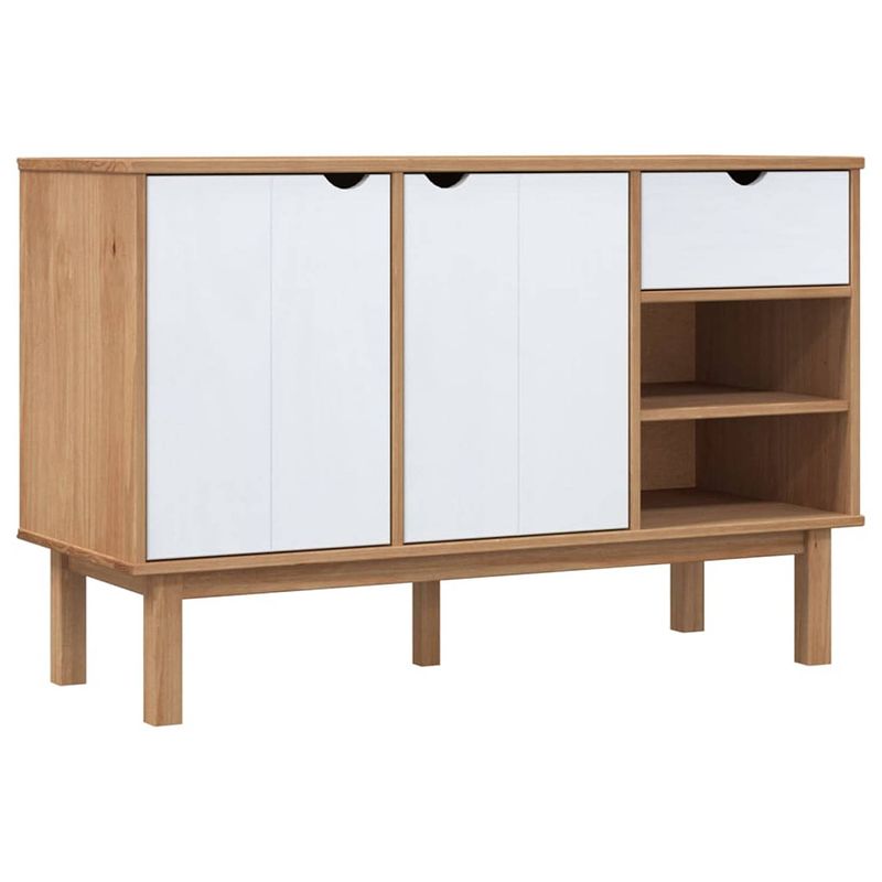 Foto van Vidaxl dressoir 114x43x73,5 cm massief grenenhout bruin en wit