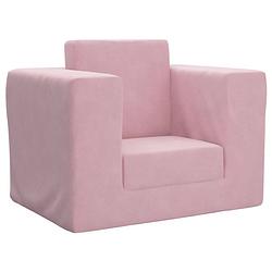 Foto van The living store kinderbank pluche - roze - 53 x 37 x 38 cm - afneembare hoes - schuimvulling