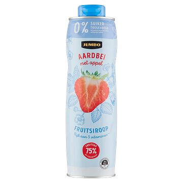 Foto van Jumbo fruitsiroop aardbei met appel 0% suiker toegevoegd 750ml