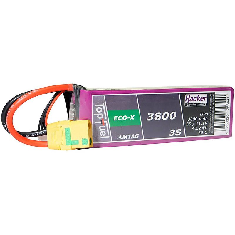 Foto van Hacker lipo accupack 11.1 v 3800 mah aantal cellen: 3 20 c softcase xt90