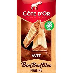 Foto van Cote d'sor bonbonbloc chocolade reep praline wit 200g bij jumbo