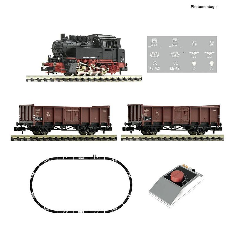 Foto van Fleischmann 5160002 n analoge startset stoomlocomotief br 80 met goederentrein