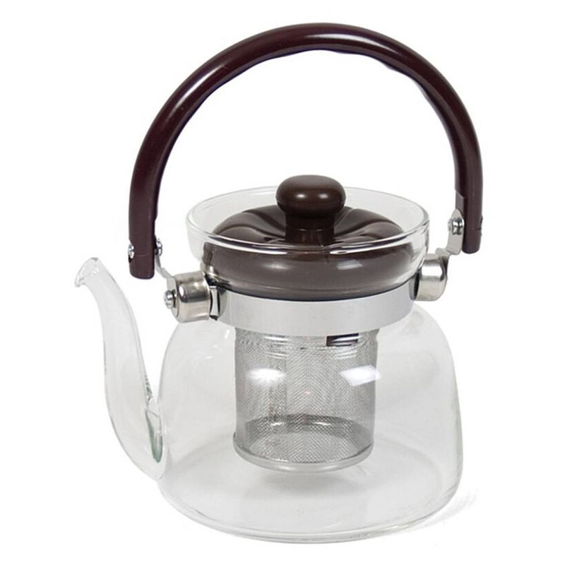 Foto van Theepot van glas met thee filter/infuser 800 ml - theepotten