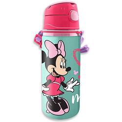Foto van Disney minnie mouse drinkfles/drinkbeker/bidon met drinktuitje - roze - aluminium - 600 ml - schoolbekers