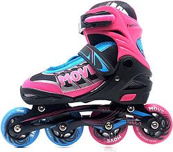 Foto van Move inline skates fast semi softboot verstelbaar roze/blauw maat 34 37