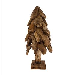Foto van Decoratieve teakhout kerstboom-antiek bruin-60cm