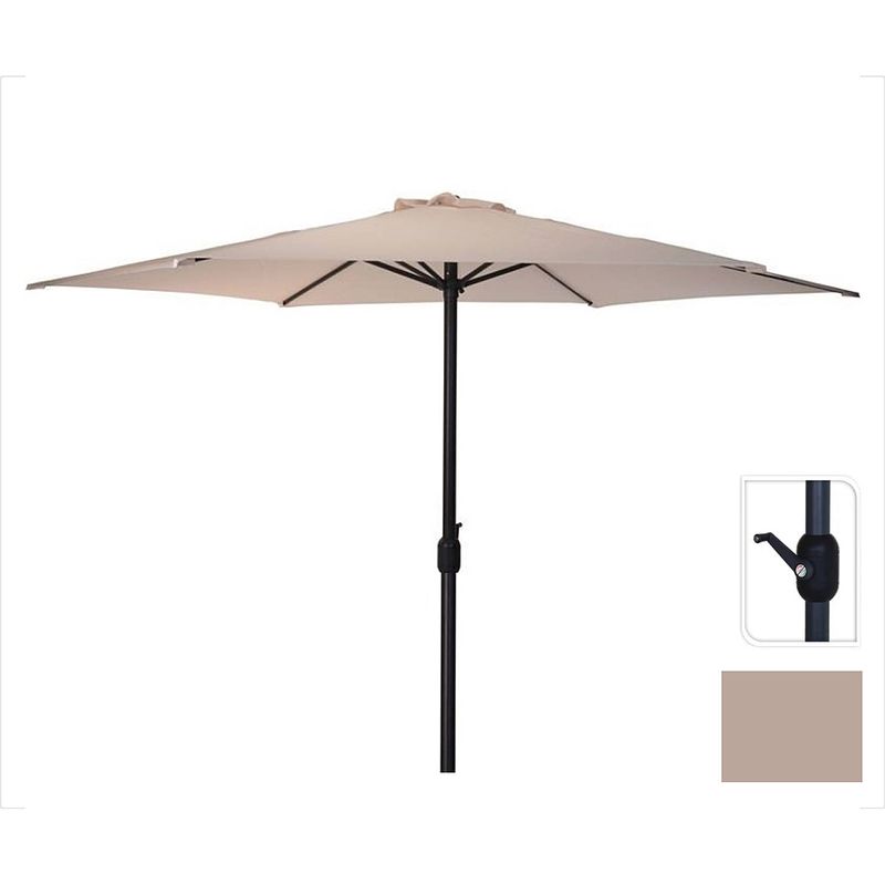 Foto van Parasol taupe ø300 cm voor tuin en terras met handig opdraaisysteem