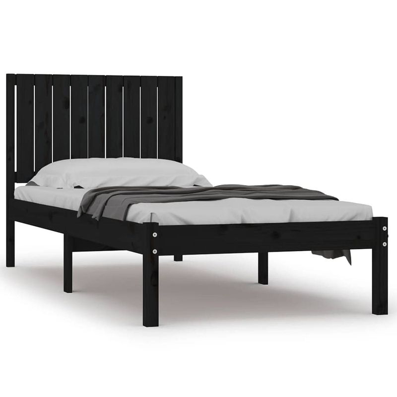 Foto van Vidaxl bedframe massief grenenhout zwart 90x190 cm 3ft single