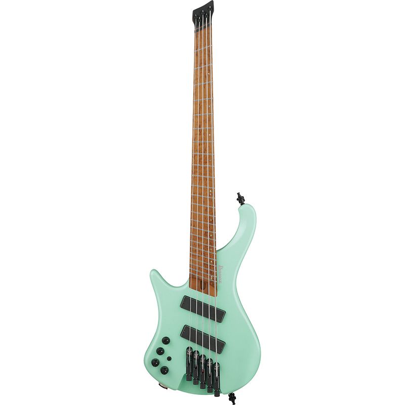 Foto van Ibanez bass workshop ehb1005msl sea foam green matte linkshandige 5-snarige elektrische multiscale basgitaar