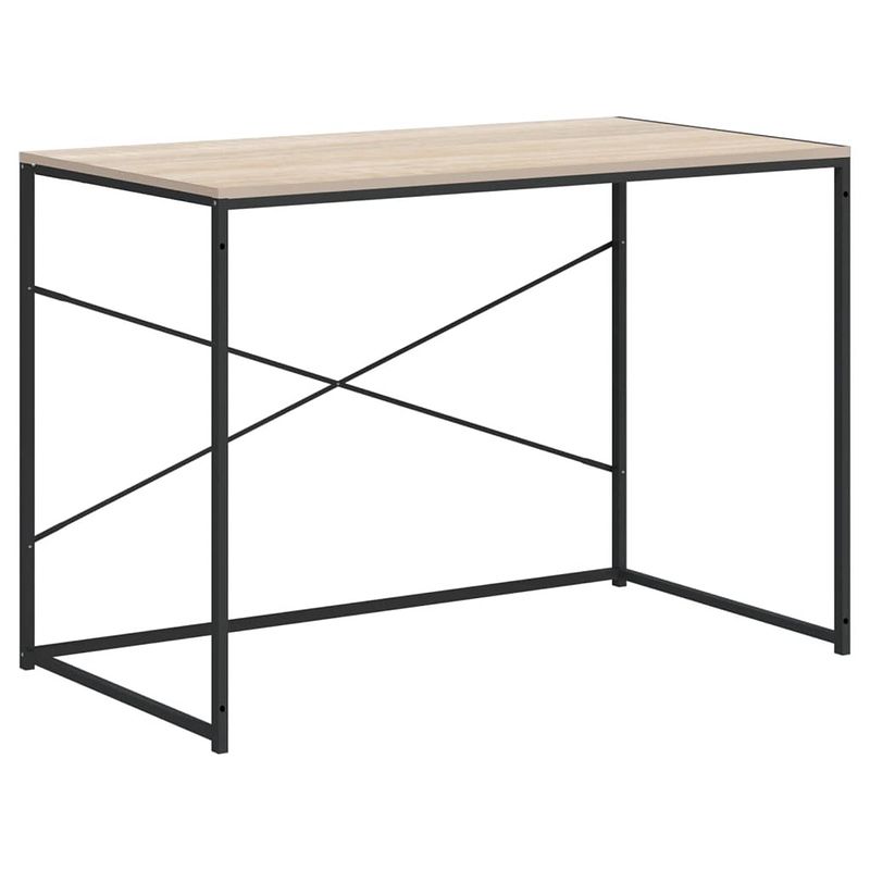 Foto van The living store bureau industriële stijl - 110 x 60 x 70 cm - zwart en eiken