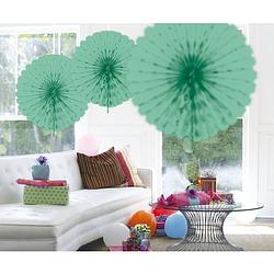 Foto van 3x honeycomb waaiers mint groen 45 cm - hangdecoratie